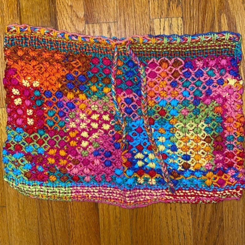 Hand Crafted Handmade Colorful Crochet Micro Mini Skirt Boho Festival, Rainbow